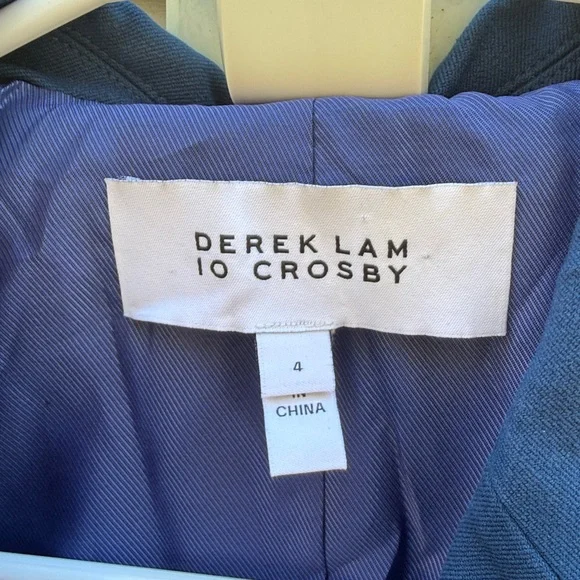 Derek Lam 10 Crosby | Eliza Double Breasted Blue Stretch Cotton Jacket size 4 - Picture 4 of 10